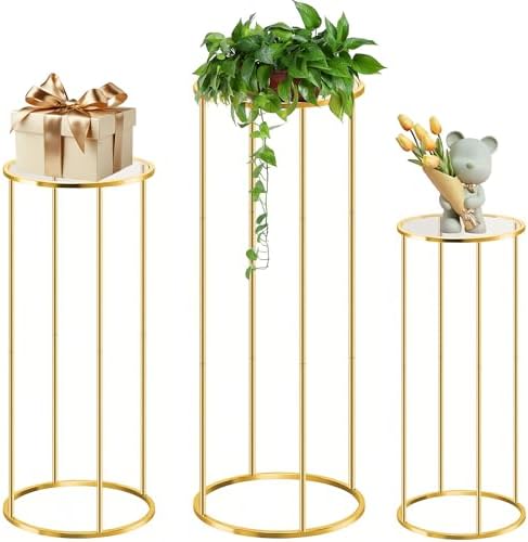 OIHYA 3PCS Gold Cylinder Plant Stand for Parties