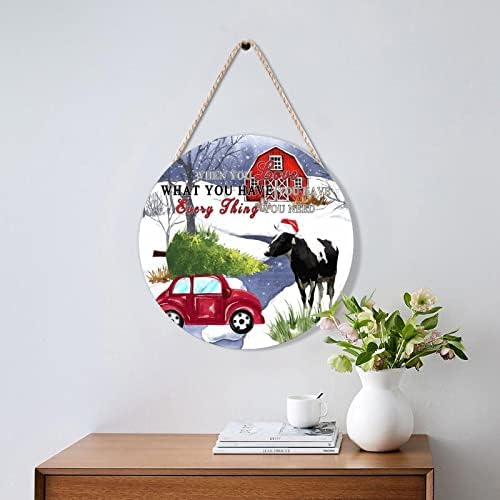Farmhouse Front Door Hanger with Animal and Truck Wood Sign