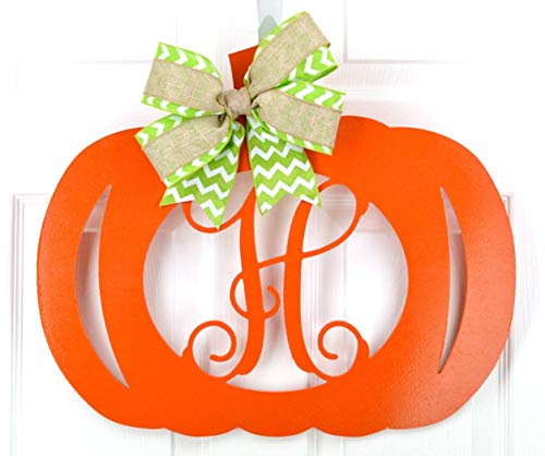 Pink Door Wreaths Halloween Door Hanger with Initial