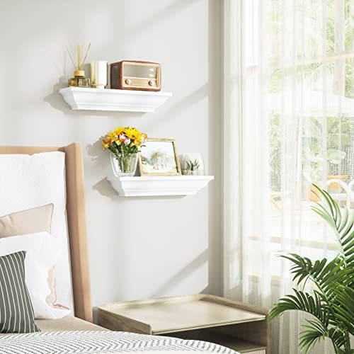 Alsonerbay Floating Shelves - 2 Pack White Rustic Wall Shelves
