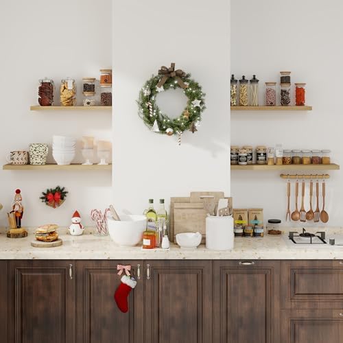 Fun Memories 30 Inch Rustic Wood Floating Shelves Set of 2