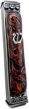 Art Glass Mezuzah with Life Time Guarantee Copper Dust