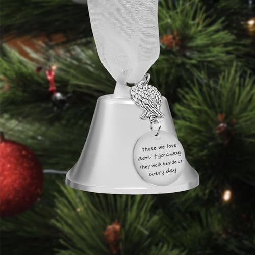 Silver Christmas Bell Ornament with Angel Wings