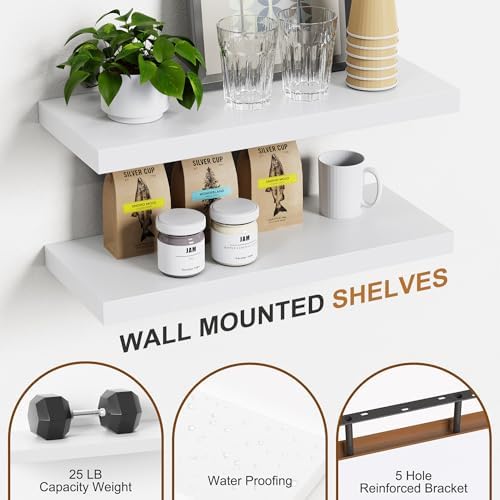 Bellsal Floating Shelves for Wall Set of 4 White Engineered Wood