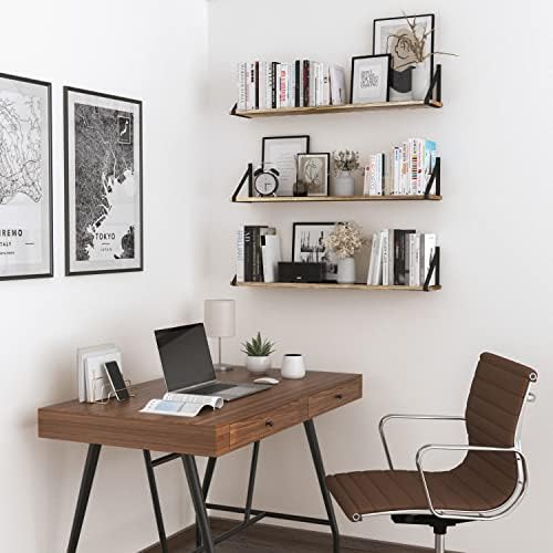 Wallniture Bora 36 Inch Floating Bookshelf Set of 3