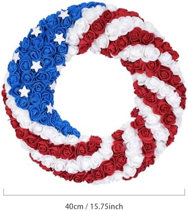 16 Inch Patriotic Flag Wreath for Front Door and Porch