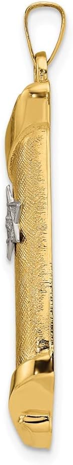 FJC Finejewelers 14kt Two Tone Gold Hollow Mezuzah Star Charm