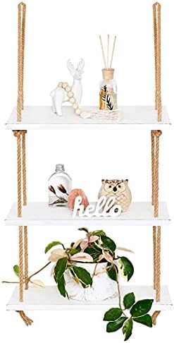 Mkono 3 Tier White Wood Floating Shelf Wall Mount