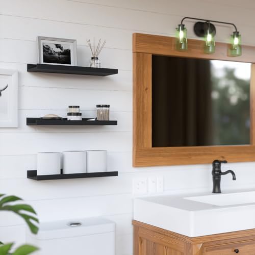 RICHER HOUSE 3 Set Floating Shelves for Wall Black