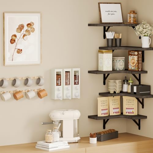 Fixwal Floating Corner Shelves Set of 5 Weathered Grey