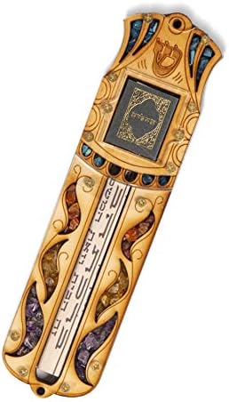 12cm Klaf Kosher Wooden Mezuzah Scroll Case with Tehillim Psalms Book