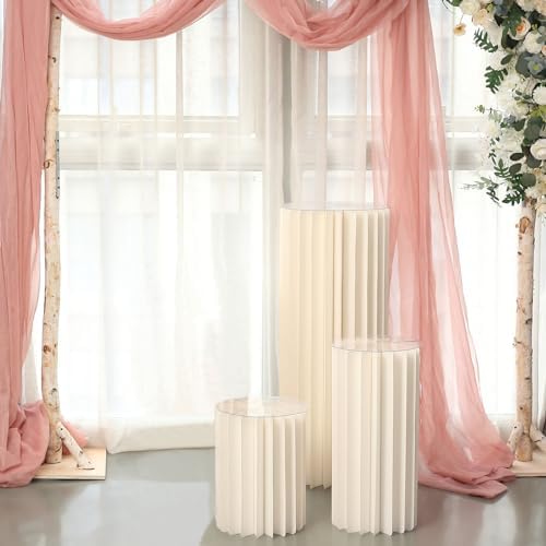 Efavormart 24 Inch Ivory Accordion Folding Pedestal Box