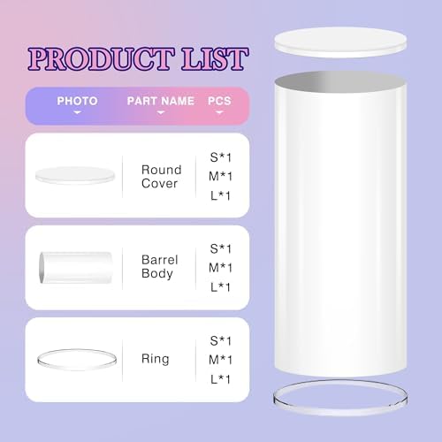 White Cylinder Stands for Party 3Pcs Round Pedestal Stand for Events