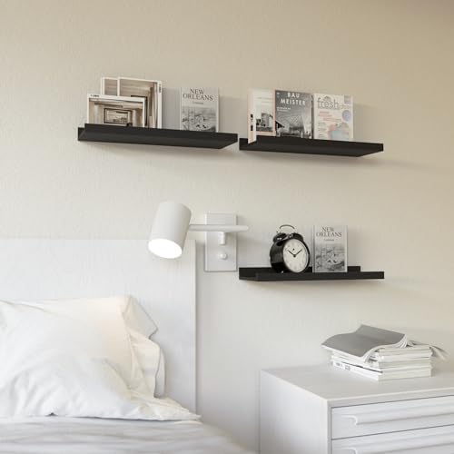 RICHER HOUSE 3 Set Floating Shelves for Wall Black