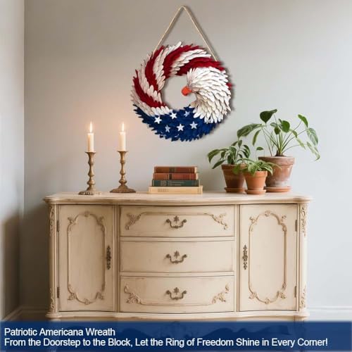 4th of July Patriotic Wreath Front Door Decor