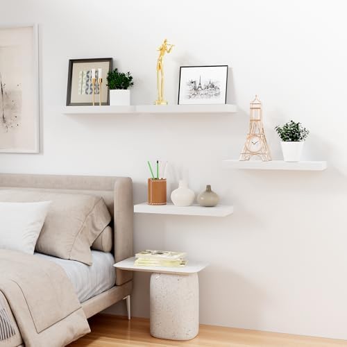 Bellsal Floating Shelves for Wall Set of 4 White Engineered Wood