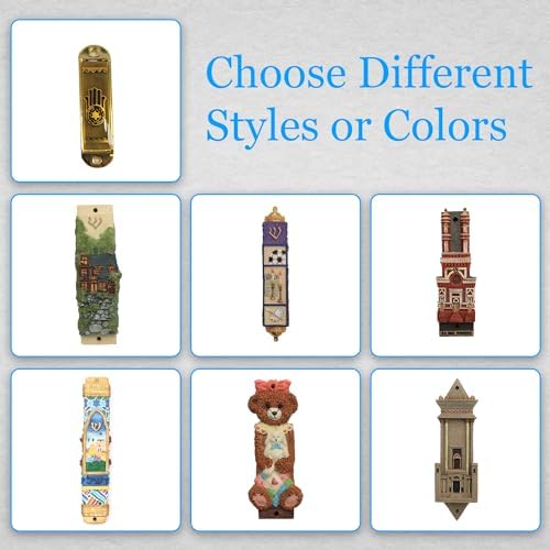 Ceramic Mezuzah Case with Gold-Red Butterflies Design