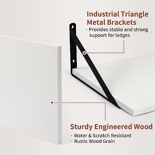 Axeman Deep Floating Shelves Set of 2 16W x 12D White Wall Shelves