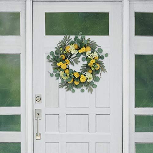 Puleo International 24 Inch Artificial Lemon and Hydrangea Wreath