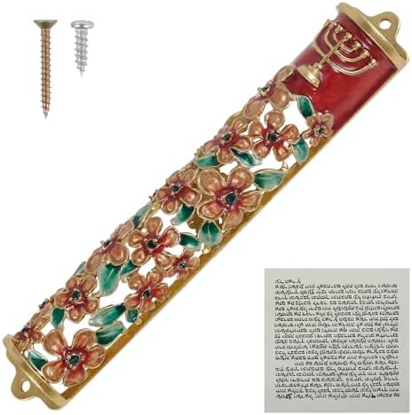 Hand Painted Zinc Alloy Enamel Mezuzah Gold