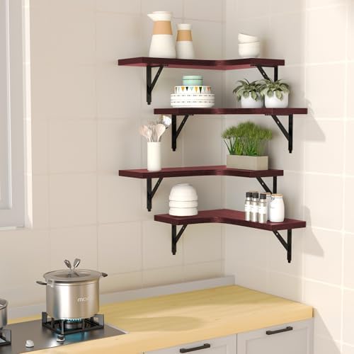 Corner Floating Shelves Set of 4 in Red