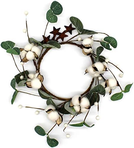 Rustic Pod Wreath with Barn Stars 14 Inch