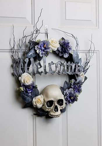 Fun Costumes Halloween Scary Death Skull Wreath with Flowers