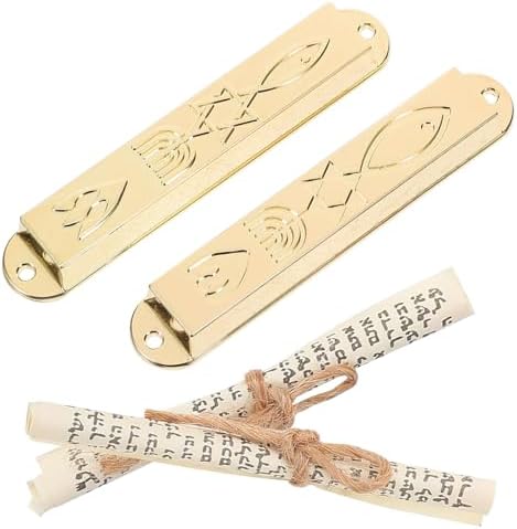 1pair Antique Metal Mezuzah Scroll Door Ornament for Home Blessings