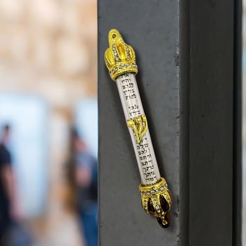 Royal Gold Crown Jewish Door Mezuzah with Scroll