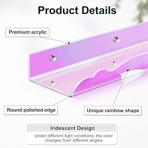 Iridescent Rainbow Floating Shelves 4 Pack