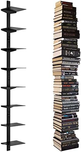 8 Tier Floating Bookshelf 4 Pack Black Space Saving Vertical Shelves