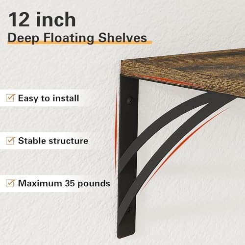 Deep Floating Shelves for Wall 12 Inch Deep Storage Shelves