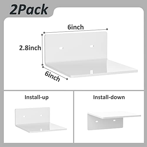 6 Inch Acrylic Floating Shelves 2 Pack White