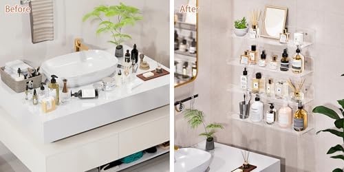 Clear Floating Shelves for Wall 15 Inch 4 Pack