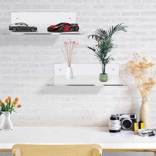 12 Inch L-Shaped Clear Floating Shelf 4 Pack
