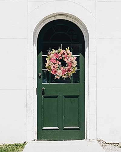 DOTKV Peony Wreath 15 Inch Handmade Front Door Decor