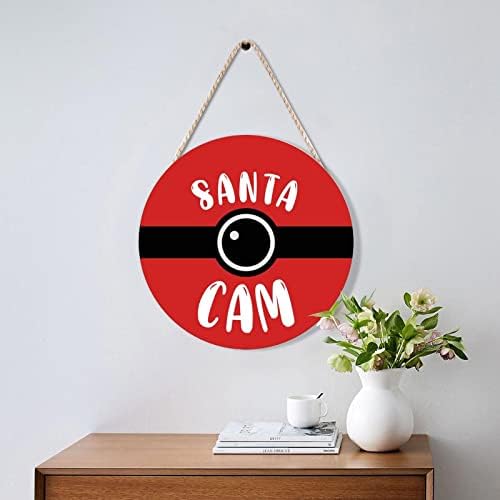 Farmhouse Door Hanger Red Funny Elf Surveillance Wood Sign