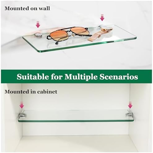 Sayayo Clear Floating Shelves for Wall 12 Inch Set of 2