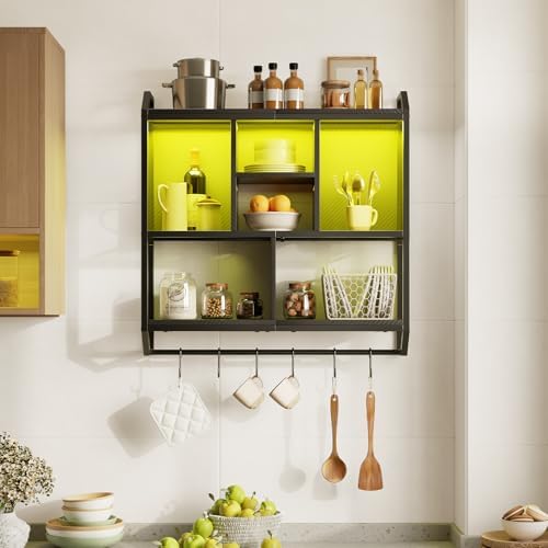 HOOBRO 3-Tier Floating Gaming Shelf with LED Lights Black