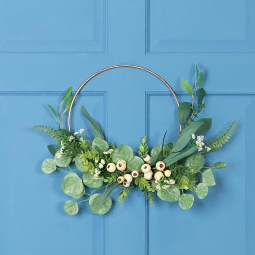 Eucalyptus Leaf and Fern Golden Ring Wreath