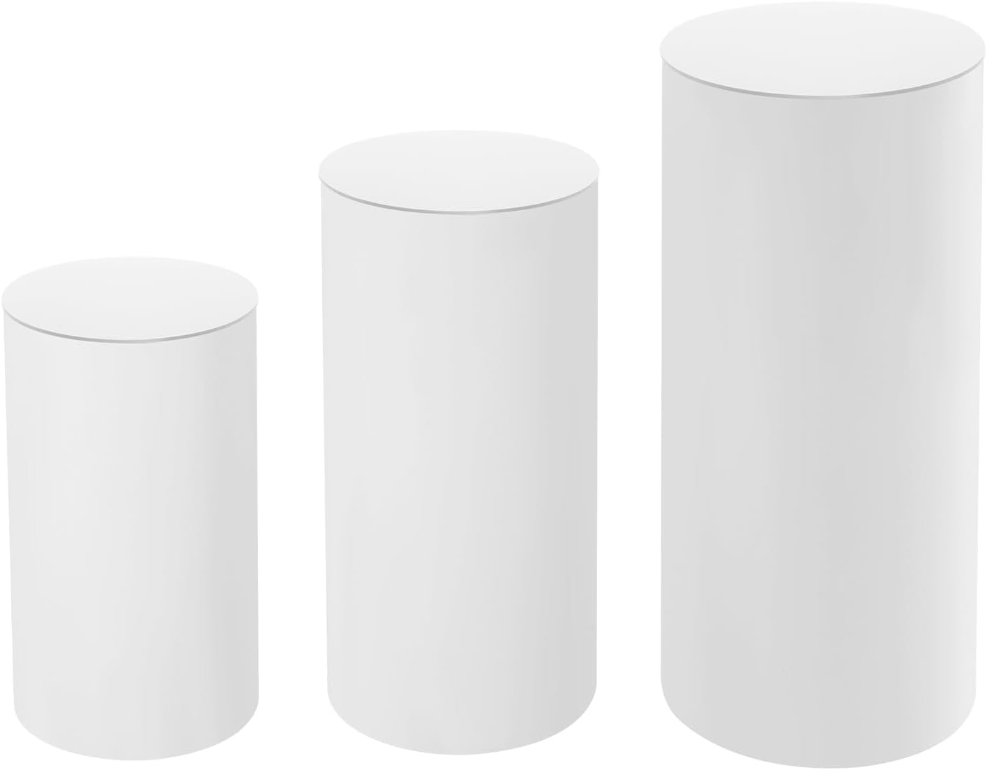 3PCS White Cylinder Pedestal Stands for Wedding Decor
