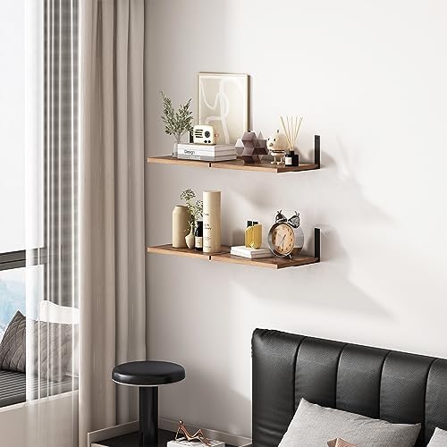 Inforth 12 Deep Floating Wall Shelves Brown 16x12