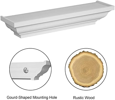 Alsonerbay Floating Shelves - 2 Pack White Rustic Wall Shelves