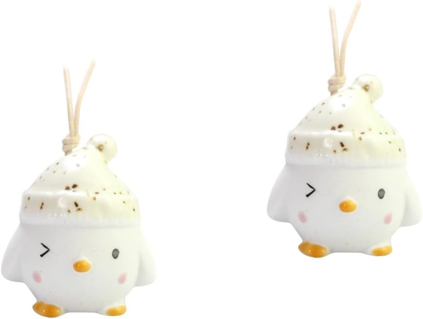 SOIMISS 2pcs Ceramic Chick Hanging Bell Pendant