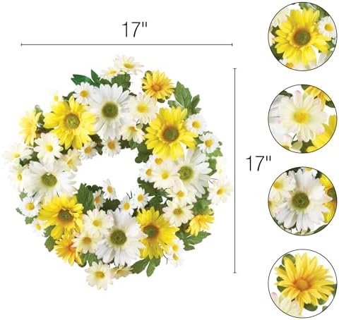 Beautiful Mixed Yellow and White Daisy Front Door Wreath