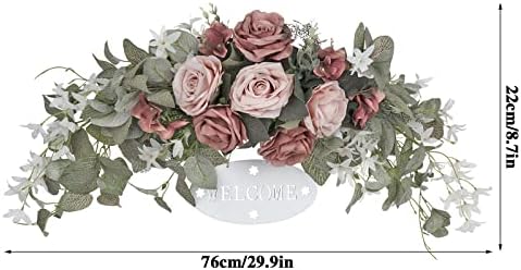 POTRUWE Artificial Rose and Leaves Front Door Wreath