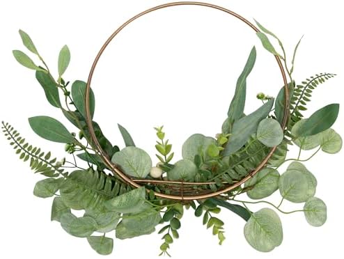 Eucalyptus Leaf and Fern Golden Ring Wreath