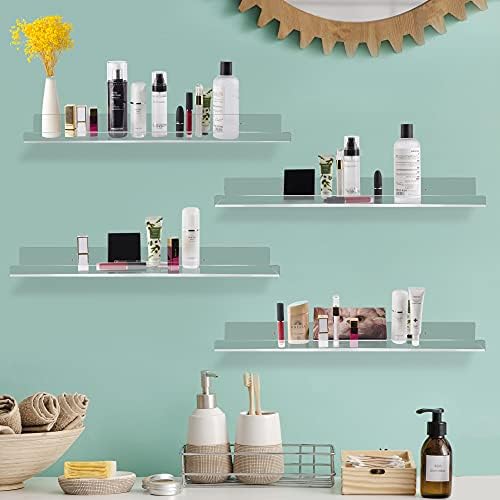 24 Inch Clear Floating Shelves 4 Pack Modern Wall Storage
