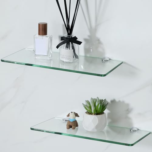 Sayayo Clear Floating Shelves for Wall 12 Inch Set of 2