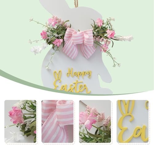 Idyllic White Easter Bunny Wreath Front Door Decor